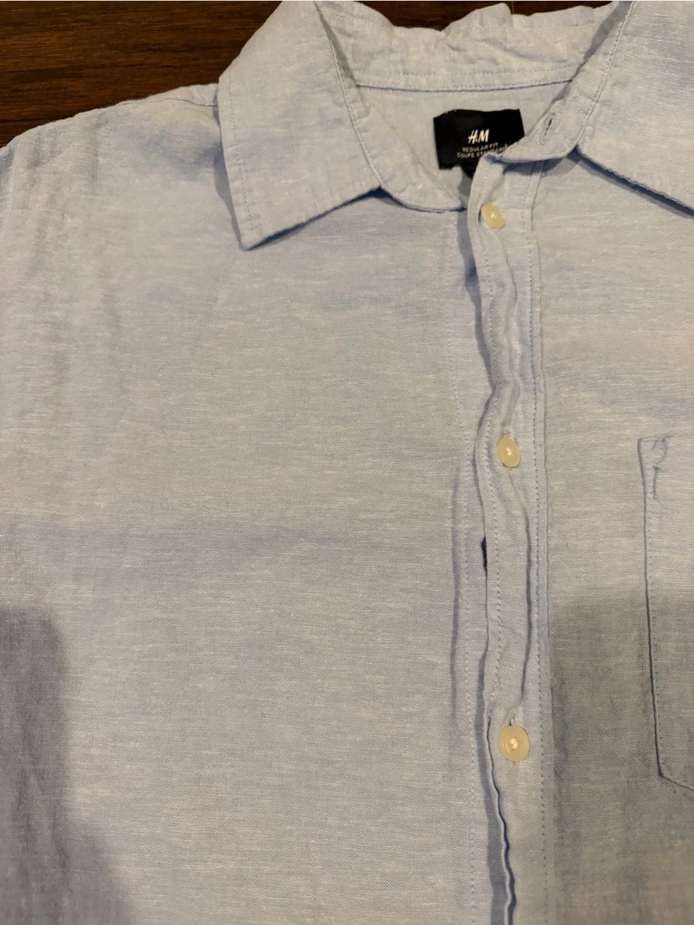 H&M Light Blue Casual Button-Up Shirt - Long Sleeve